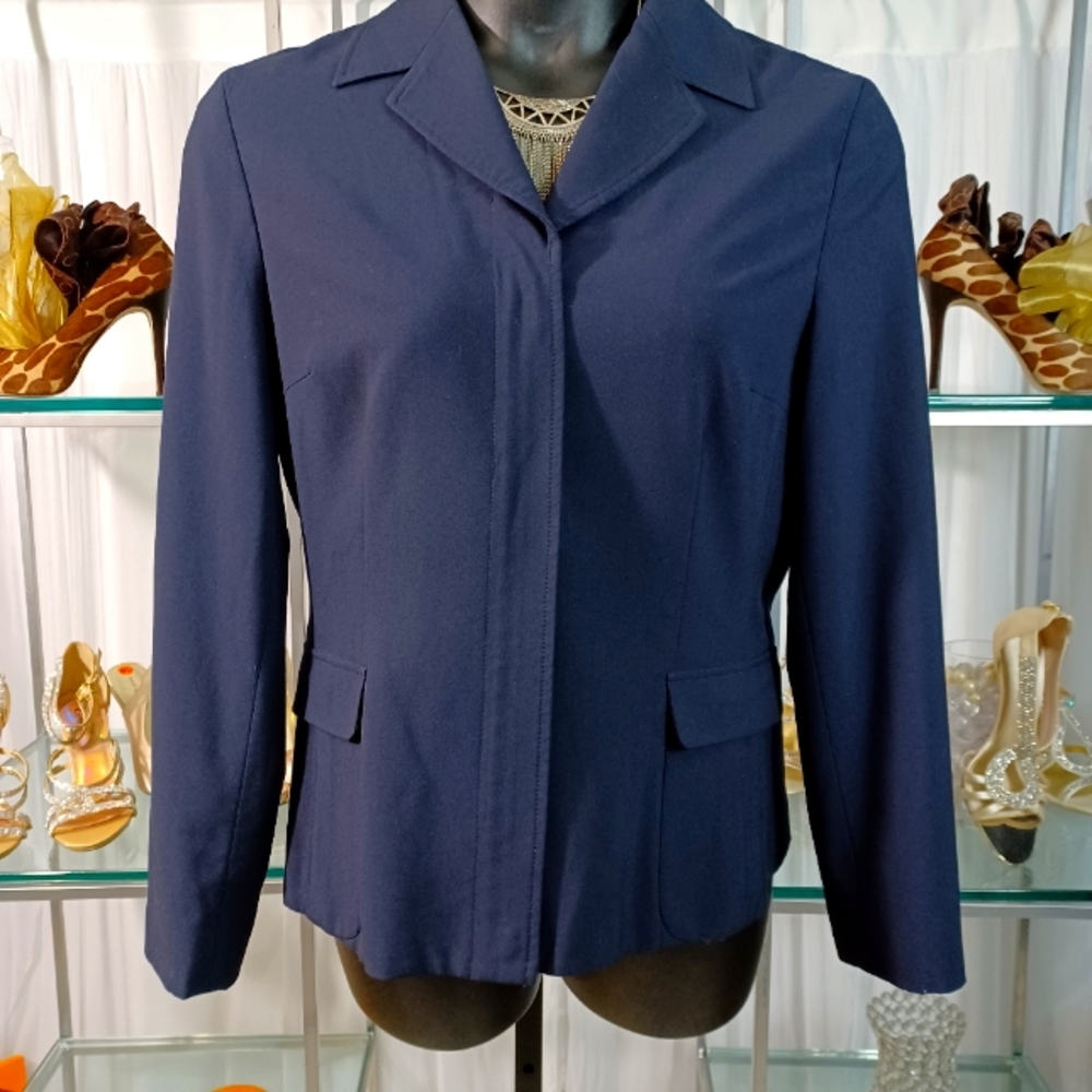 Kate Hill, Front Zip Closure Size:12 Navy Blue